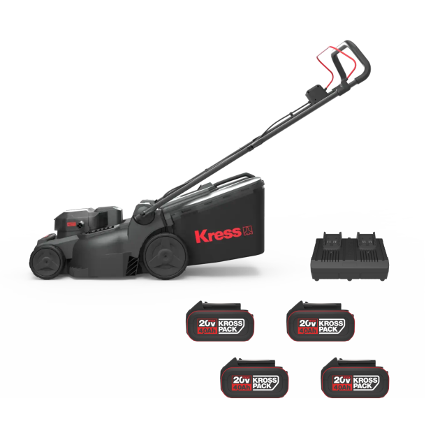 Kress Vårkampanj: 40 V 37cm Gräsklippare + 4 Batterier + Laddare