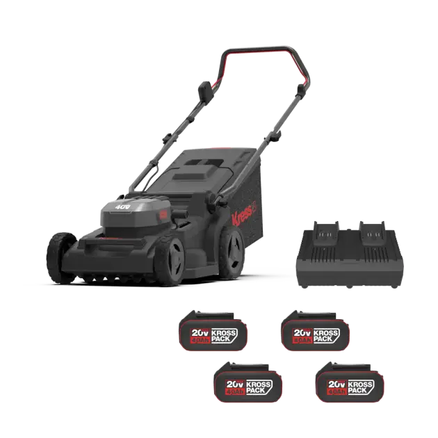 Kress Vårkampanj: 40 V 41cm Gräsklippare + 4 Batterier + Laddare