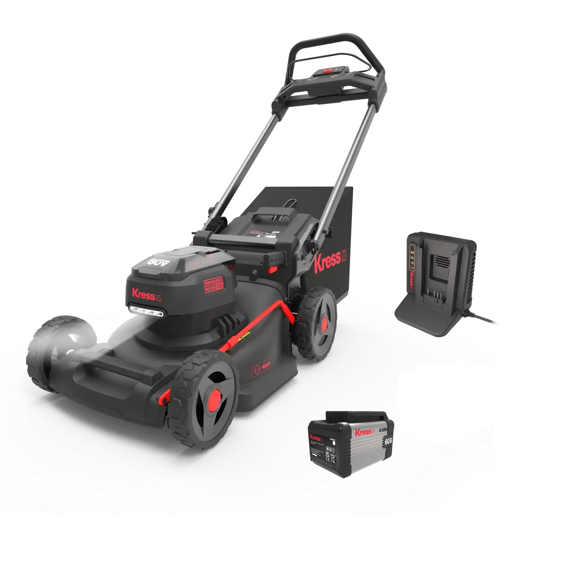 Kress 60 V 46 cm Gräsklippare med 1 batteri och laddare