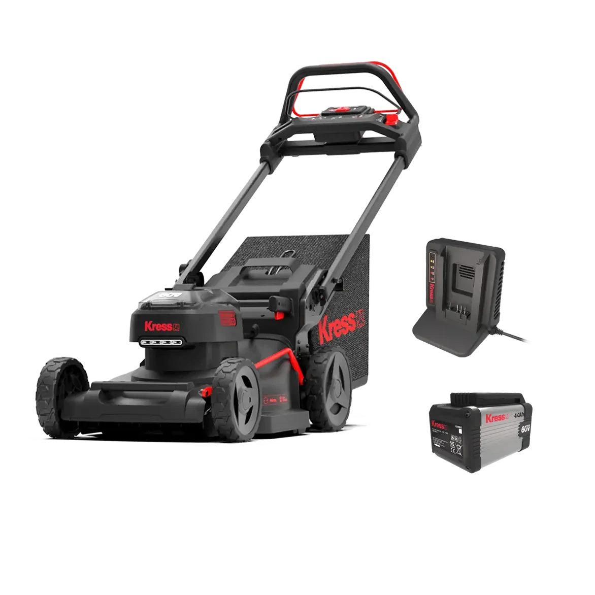 Kress 60 V 46 cm Självgående Gräsklippare med 1 batteri och laddare